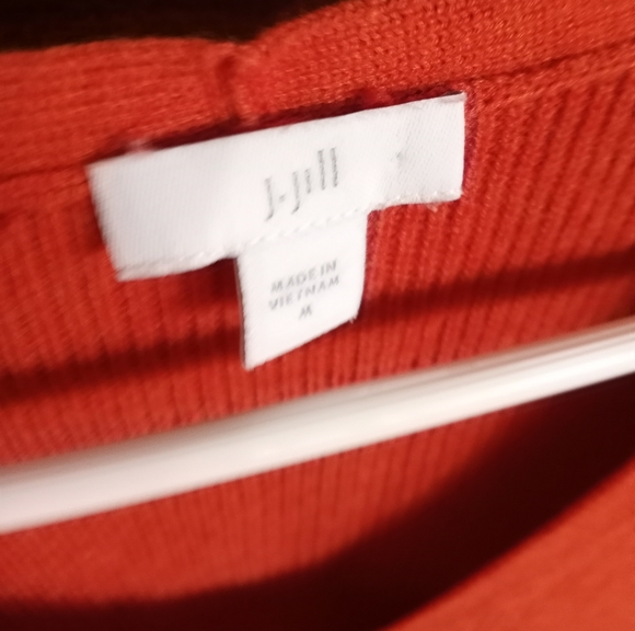 J. Jill Women's Size M Erin Burnt Orange V-Neck Ribbed Shaker Knit Style - Picture 3 of 6